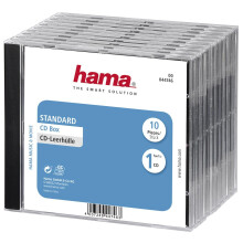 Hama Standard CD Jewel Case, Pack of 10, Transparent/Black