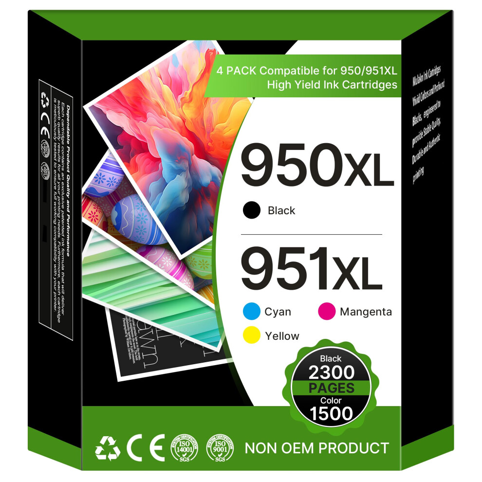 950Xl 951XL Ink Cartridges Multipack Replacement For Hp 950 951 Xl Compatible With Officejet Pro 8620 8610 8600 8100 8615 8630 251Dw 276Dw 8640 8625 Black/Cyan/Magenta 5093817592214