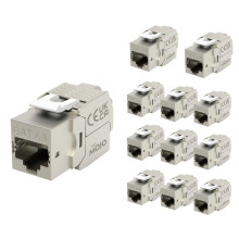 Tecmojo CAT6A Shielded keystone jack 10Gigabit (12, Silver, CAT6A)