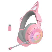 Razer Kraken Kitty V3 Pro - RGB Kitty wireless gaming Headset - reactive cat ears for streaming Headphone - Triforce 40mm Driver - Hyperspeed Wireles