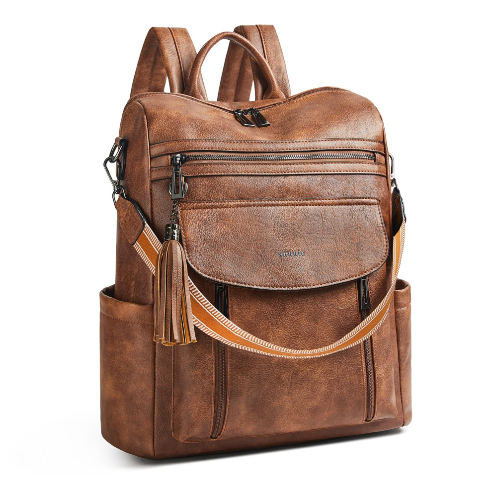 Shrrie Laptop Backpack For Women 15.6 Inch,Travel Leather Backpack Purse Nurse Teacher Carry On Backpack,Professional Water-Resistant College Busines 3303296215040