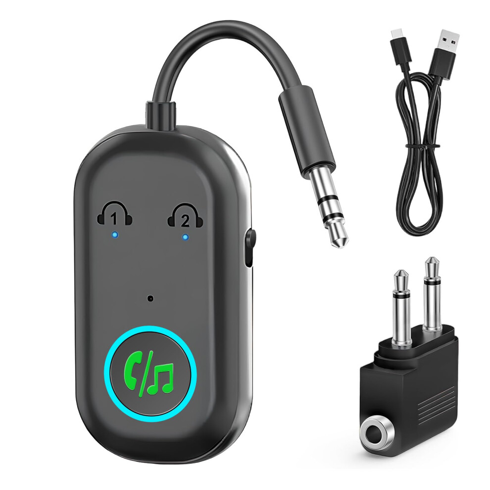 Dalimee Bluetooth Transmitter Adapter For Airplane, Bluetooth Receiver For Headphones, Dual Pairing, Stable Connection, Aux Bluetooth Transmitter Rec 7361431804050