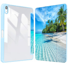 Vozehui iPad Case 11/10.9 Inch (A16)11/10th Gen/10.2 Inch 9th/8th/7th Gen/9.7 In.5th/6th/Air 11 In.M3/M2 w/Clear Back Shell w/Pencil Holder,Tri-fold