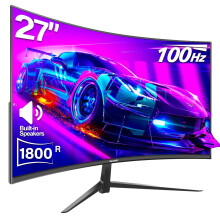 Gawfolk Curved Monitor 27 Inch 100Hz, PC Gaming Monitor with Speakers, AMD FreeSync Full HD 1080p 1800R Ultra-Thin Zero Frame Display ESA Compatible,