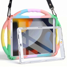 TOPESCT Kids Case for 10.2" iPad 9th/8th/7th Gen - Made of Kid-Friendly Silicone, with Built-in Screen Protector, Shockproof Handle Stand Case for iP