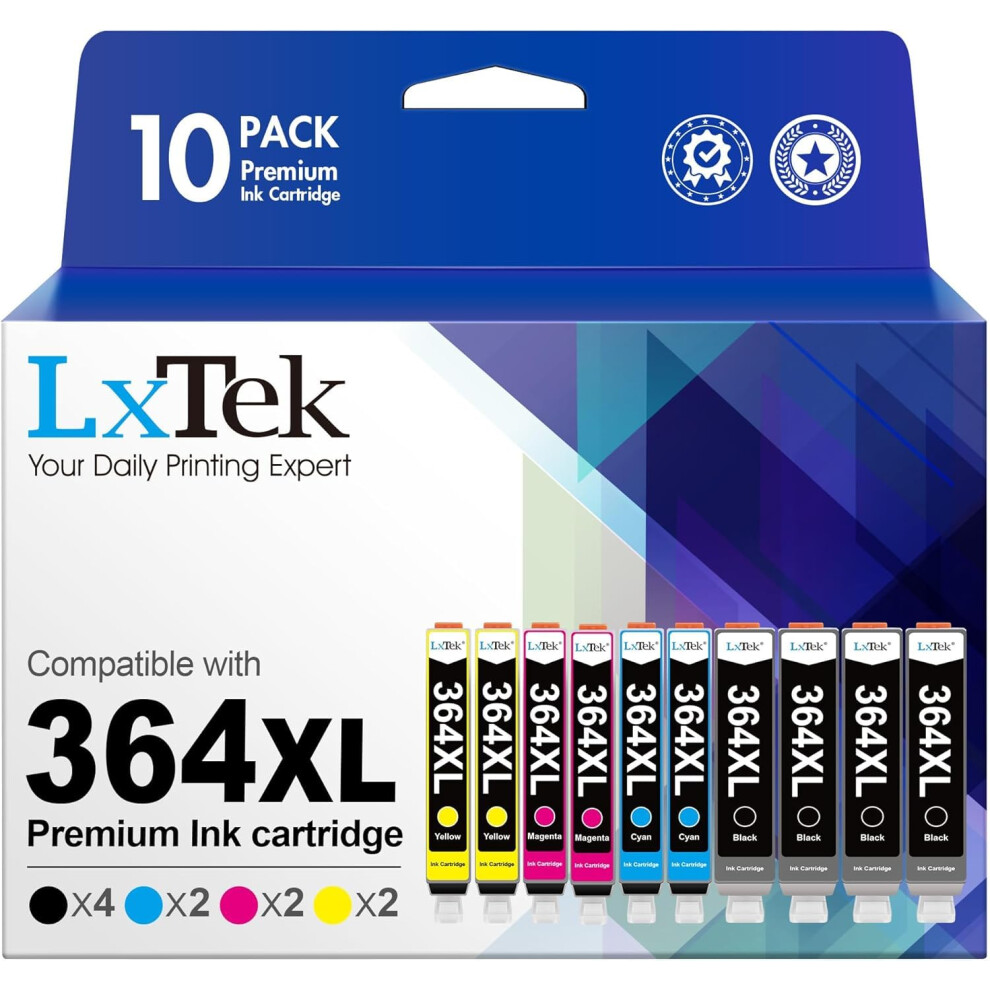 Lxtek 364XL Ink Cartridges Compatible For Hp 364 For Hp Photosmart Officejet 5510 5520 5522 5524 6510 6520 B8550 C5388 7510 7520 4610 4620 Deskjet 30 5005755413179