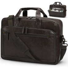 RAINSMORE Messenger Bags for Men Briefcase Waterproof Leather Laptop Bag 16 Inch Vintage Shoulder Satchel Bag for Work Office Business College Coffee