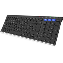 Arteck Universal Bluetooth Keyboard Multi-Device Stainless Steel Full Size Wireless Keyboard for Windows, iOS, Android, Computer Desktop Laptop Surfa