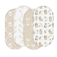 Moses Basket Sheets 82 * 41cm, Baby Bassinet Sheets Pram Sheet Fitted for Boy and Girl, Crib Fitted Sheets Oeko-tex100 Fit for Oval, Hourglass & Rect