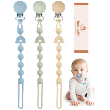 BebeCalin Dummy Clip, 3 PCS Premium Silicone Pacifier Clips, BPA Free Soother Clips for Boys and Girls, Newborn Baby Dummy Clip