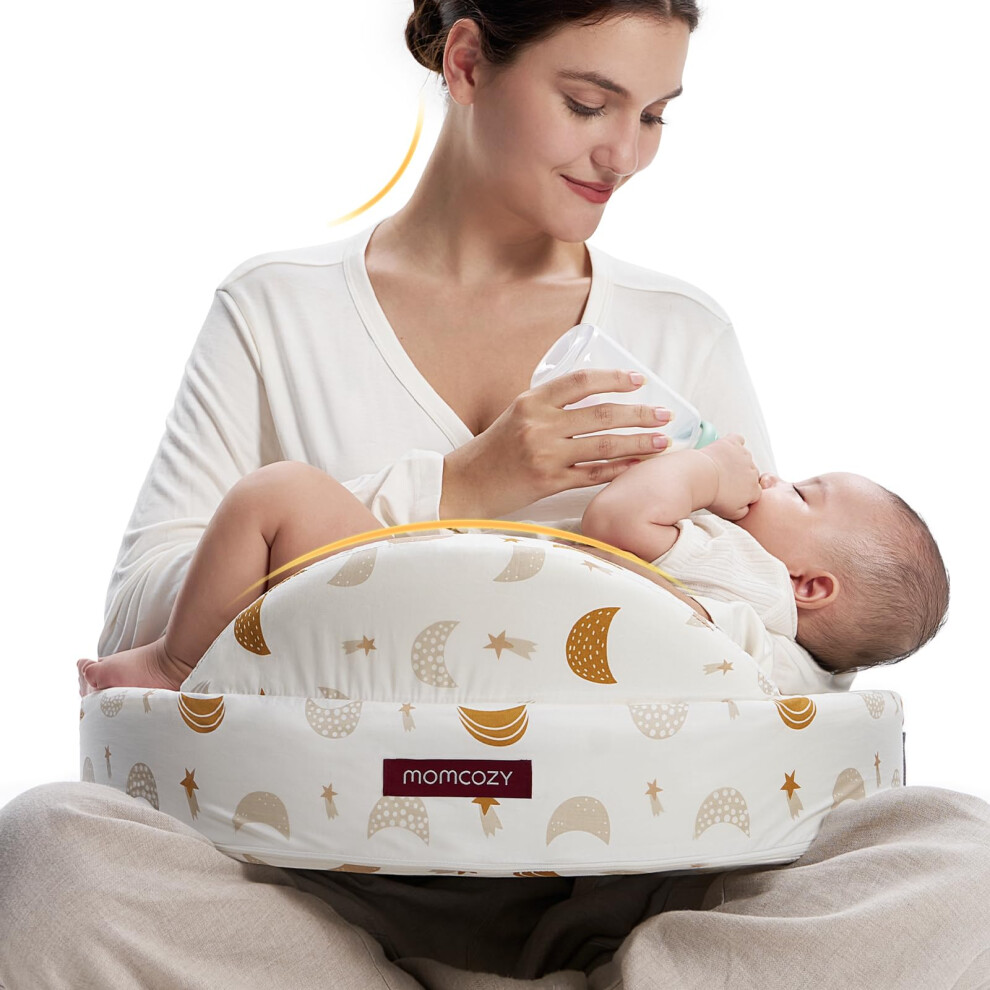 Momcozy Memory Foam Nursing Pillow, Ergonomic Breastfeeding Cushion With Safety Fence, Wide Support & Adjustable Strap, Removable Cotton Cover, Starr