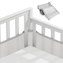 Vicloon Cot Bumper, 2Pcs Breathable Mesh Cot Liner, Crib Rail Cover Baby Crib Bumper, Baby Boys Girls Nursery Breathable Crib Bed Liner Bumper (Grey