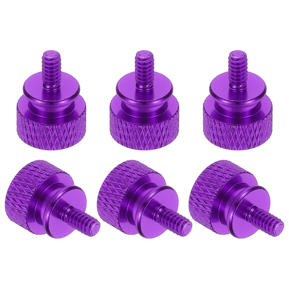Sourcing Map 6 Pcs #6-32 X 7Mm Knurled Thumb Screw Computer Case Threaded Hand Tighten Screws Aluminum Alloy For Pc Case, Purple 4776156422534