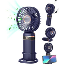 FAPPEN Mini Handheld Fan, Portable USB Hand Held Fan, Rechargeable 5 Speeds Folding Hand Fans with Base and Lanyard for Home Office Bedroom Outdoor T