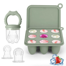 Baby Fruit Feeder Ice Lolly Moulds, Fruit Feeder for Babies Teething Relief, Baby Food Feeder for Safe Infant Self Feeding, Includes 3 Extra Food Pac