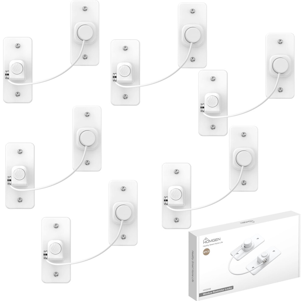 Homgen 6 Pack No Drilling Window Restrictors Locks For Upvc Button Locking Child Safety Window Locks Strong Self Adhesive Window Security Lock 2 Way