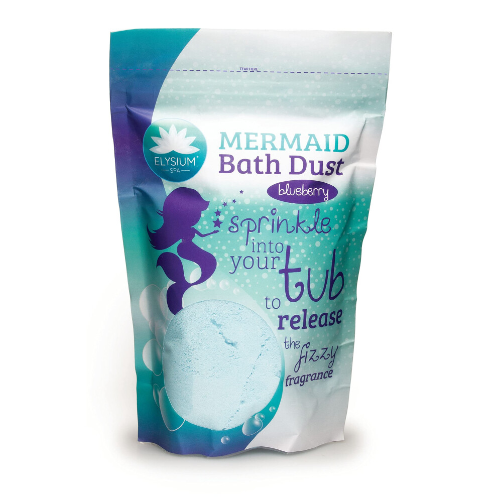 Elysium Spa Mermaid Bath Dust | Blueberry Scented Fizzing Bath Salts, For Children - Reseable Pack (400G)