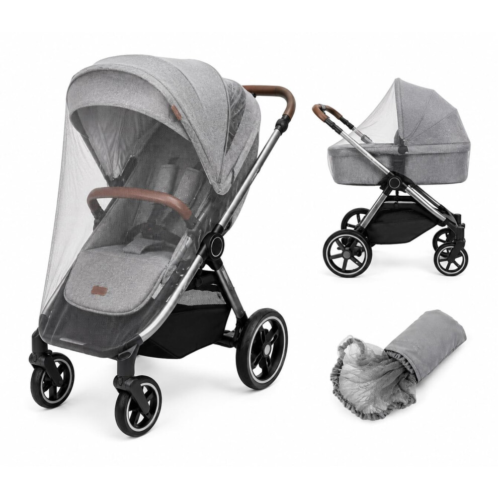 Universal Mosquito Net For Pushchair, Pram, Buggy, Carrycot And Travel Cot | Washable And Durable Fine Mesh Insect Protection Netting - Grey Zamboo