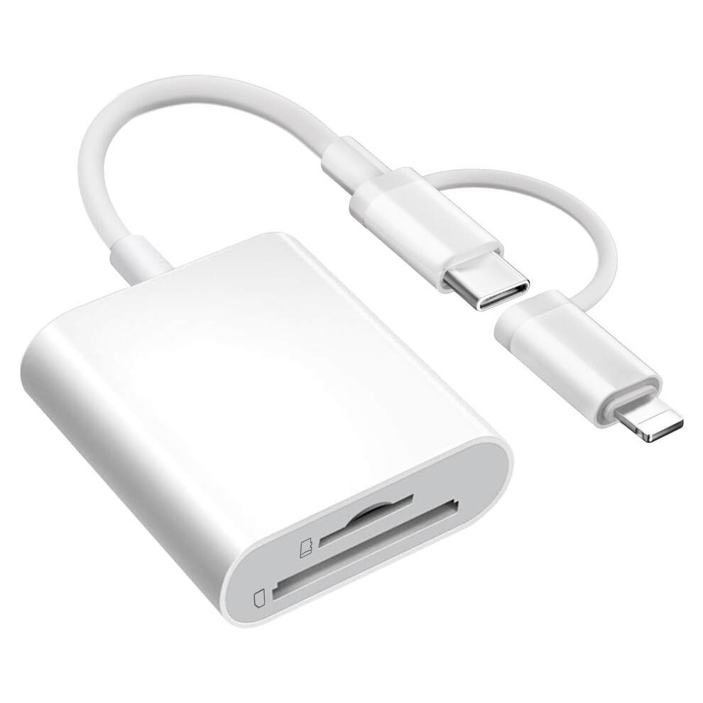 Dual Connectors Dual Slots Sd Card Reader For Iphone Ipad, Lightning & Usb C To Microsd/Sd Card Viewer Camera Memory Card Reader Usb C Otg Adapter Fo 5309620818022
