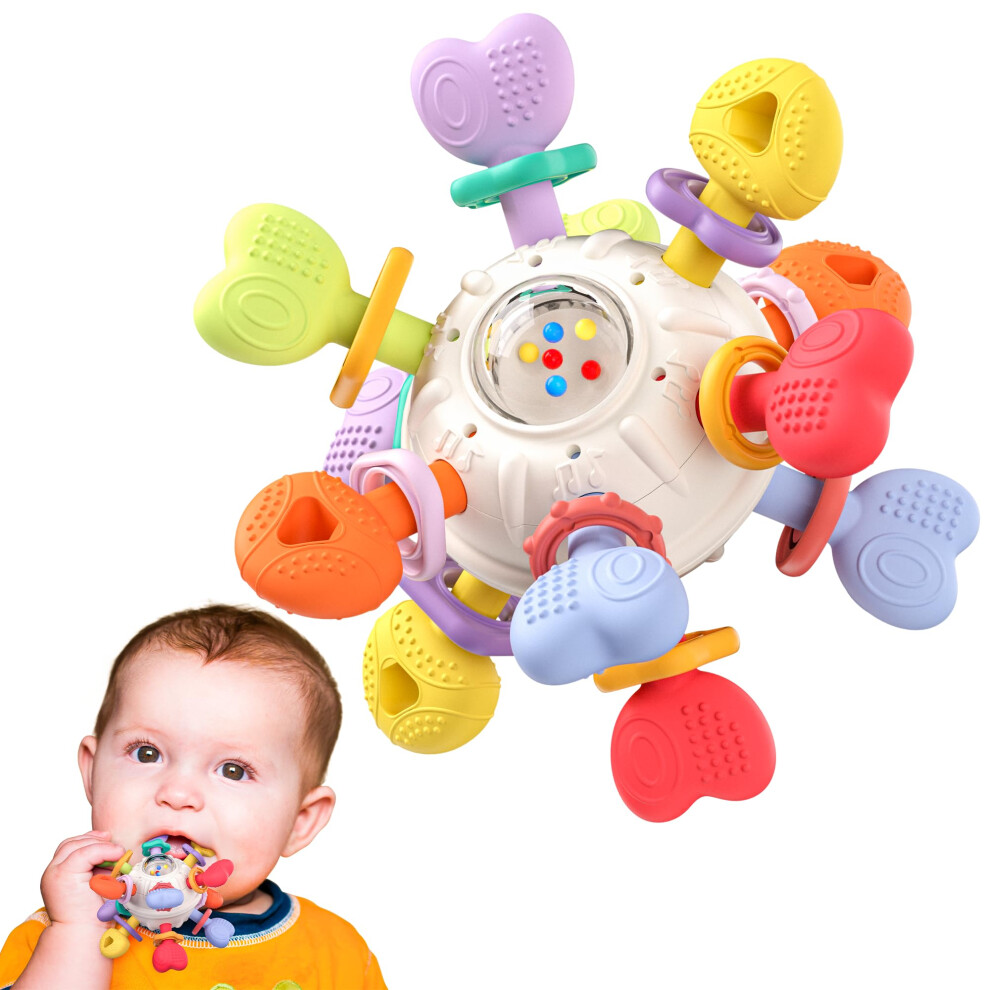 Infinno Baby Teething & Rattle Toy – Safe, Multi-Functional Bpa-Free Silicone Toy For Babies 0-12 Months – Vibrant, Sensory Rattle For Teething Relief & F