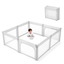 Baby Playpen, Toddler Safety Gate Foldable Play Pen Easy Assembly, Large Size&Shape Adjustable Baby Barrier, Extra-Large Indoor Playpen for Kids Fold