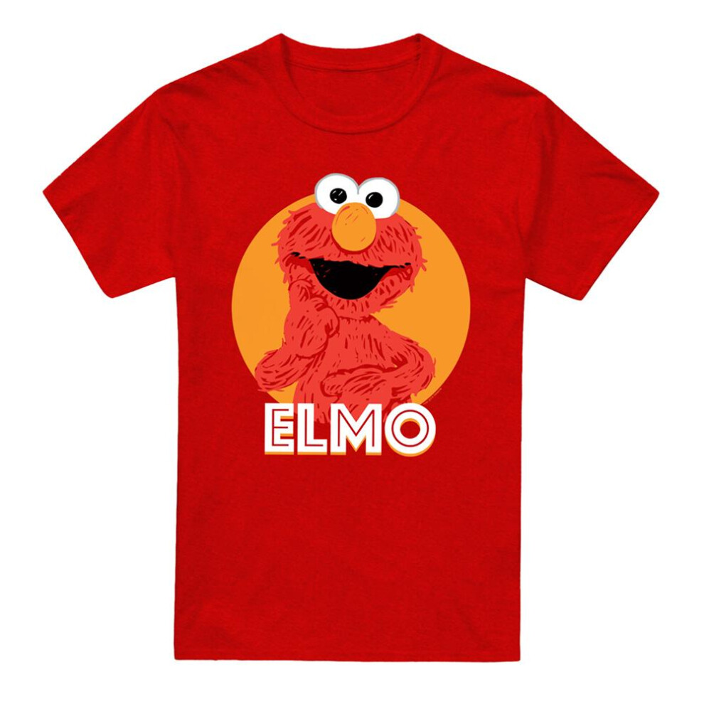 Sesame Street (Xxl, ) Unisex Adult Elmo Scribble Heather T-Shirt Red