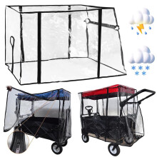 Folding Wagon Rain Cover Clear, 43 * 20 * 29Inch Collapsible Garden Camping Trolley Cart Cover, fits for Beach Trolley Cart, Festival Trolley (Trolle