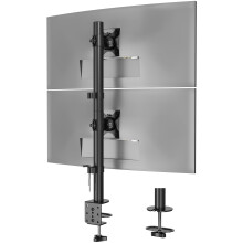 BONTEC Dual Monitor Stand, Vertical Arm for 13-34 Inch Screens, Supports Up to 10kg, Full Motion Adjustability, Desk Mount with Dual Installation Opt