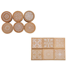 12 Pezzi Timbri nel Legno Motivo Floreale Cerchi e Quadrati nel Gomma Decorativa nel Legno per Carta Artigianale DIY e Scrapbooking