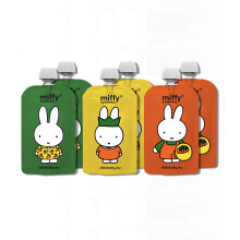 Miffy x DIDOBABY (6 Pack) Reusable Baby Food Pouches - Baby Fruit Pouches - Perfect Size for Beginners - Less Food Waste - Leakproof Double Lock Zipp