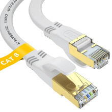 YSONG Cat 8 Ethernet Cable 5M, High Speed 40Gbps 2000Mhz Flat Internet Cable, Gold Plated RJ45 Lan Cable, for PC/Modem/Router/Gaming, Faster Than Cat