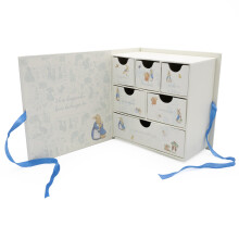 My Little Keepsake Beatrix Potter Keepsake Box | Peter Rabbit Memory Box with 6 Drawers | New Baby Gift with Ribbon Closure
