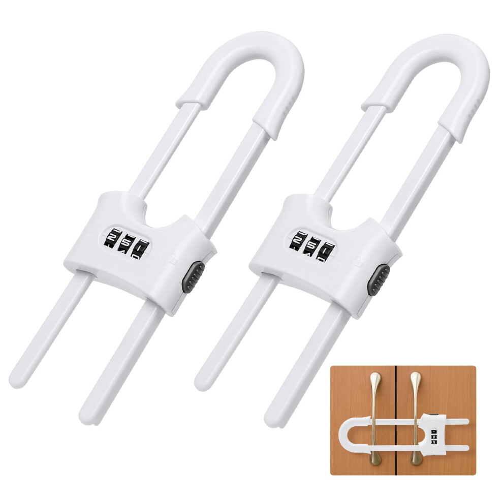 Omsscun 2 Pcs U-Shaped Cupboard Locks With Password, Sliding Safety Cupboard Locks, Proof Cupboards Lock, Safety Lock For Cabinets, Drawers And Doors 5008902477710