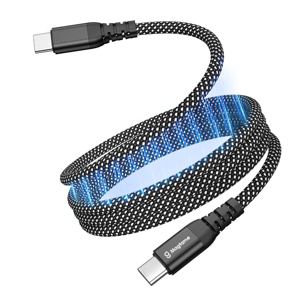 Magtame Magnetic Usb C Cable, Elastic Coiled C To C Leads 60W(3A), 1M/3.3Ft Retractable Usbc Cord, Nylon Braided Type C Fast Charging Cables Compatib 3467343944632