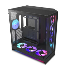 NZXT H9 Flow RGB+ (2025) – Large Dual-Chamber ATX Mid-Tower Airflow PC Case – Includes 7 RGB Fans (6 x 140mm, 1 x 120mm) & Control Hub – 420mm R