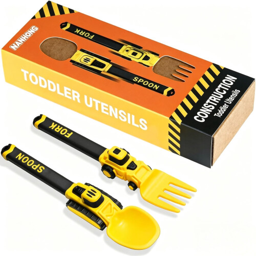 Construction Toddler Cutlery Set - Digger Baby Cutlery Set - Suitable