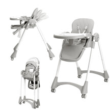 Bonnlo Baby Foldable High Chair, Adjustable Height with 7 Positions, 4-Level Reclining Seat & Detachable Double Tray, Highchair for Toddlers 6 Months