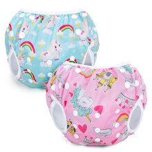 Teamoy 2 Packs Reusable Baby Swim Nappies with Adjustable Snaps