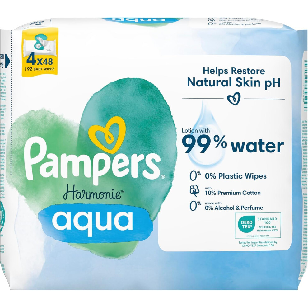 Pampers Harmonie Aqua Baby Wipes X 192 (4X48)