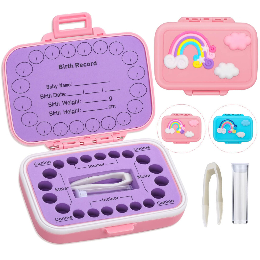 Tooth Holders For Kids Keepsake, Baby Teeth Keepsake Box, Tooth Saver, Tooth Container For Lost Teeth, Teeth Storage Holder For Tooth Fairy (Pink) Pink Caffox