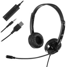 USB Headset with Microphone Noise Cancelling & Audio Controls, Stereo PC Headphone for Business Skype Call Center Office Computer, Clearer Voice, Sup