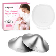 100% Pure Titanium Nipple Shields for Breastfeeding, Nipple Cups for Nursing Newborn, Antibacterial Reusable Nipple Covers, Naturally Protects and He