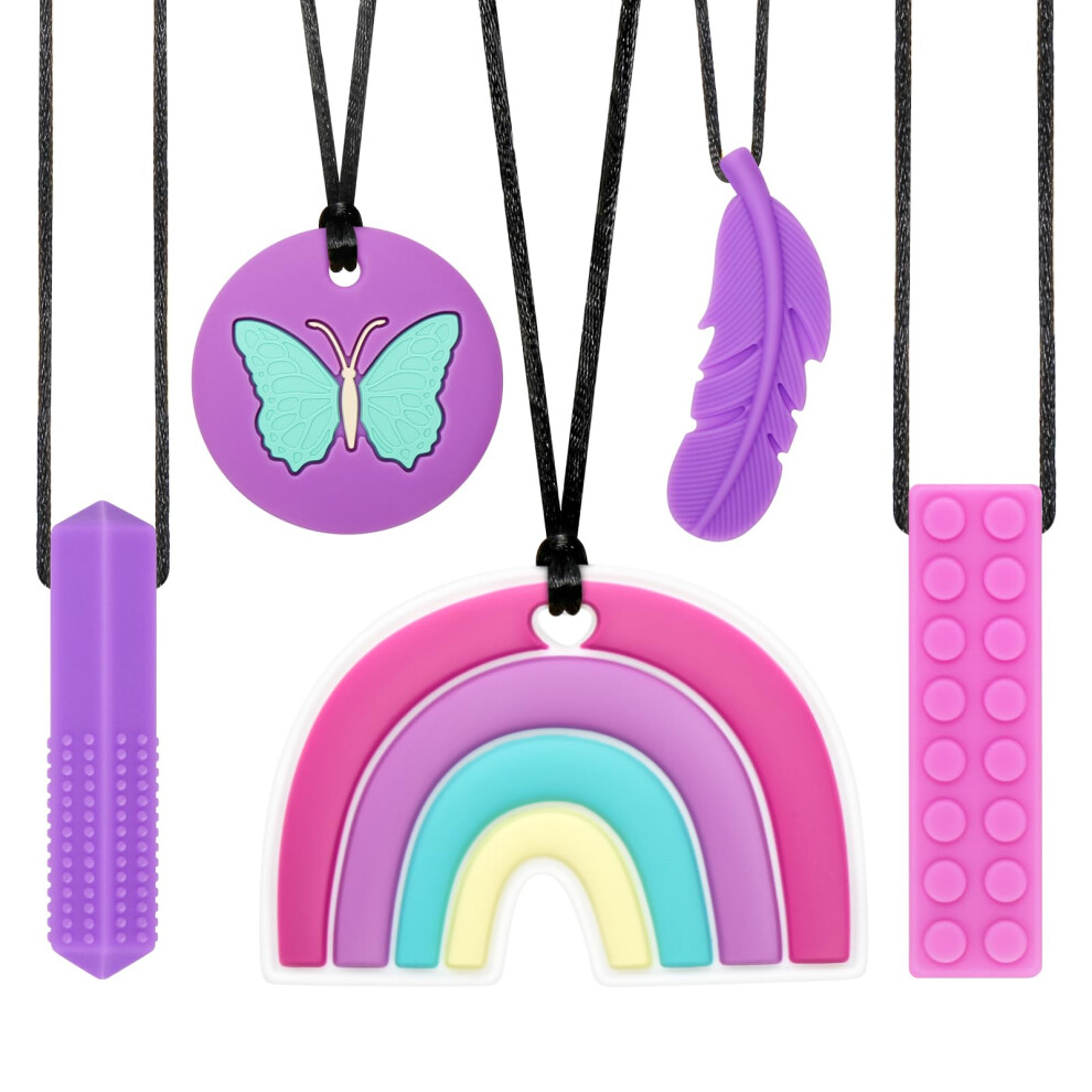 Cldy 5 Pcs Sensory Chew Necklace For Autism & Adhd – Food Grade Silicone Chew To
