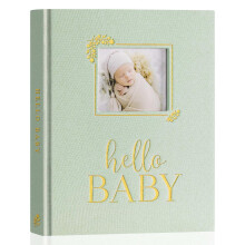 Lanpn Hello Baby Memory Book, First 5 Year Keepsake with DIY Window, Linen Baby Journal Memories Scrapbook Photo Book, Newborn Milestone Album for Bo