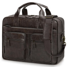 RAINSMORE Messenger Bags for Men Vintage Briefcase PU Leather Laptop Bag 15.6 Inch Satchel Bag for Work Business Office College Trip School Black/Bro