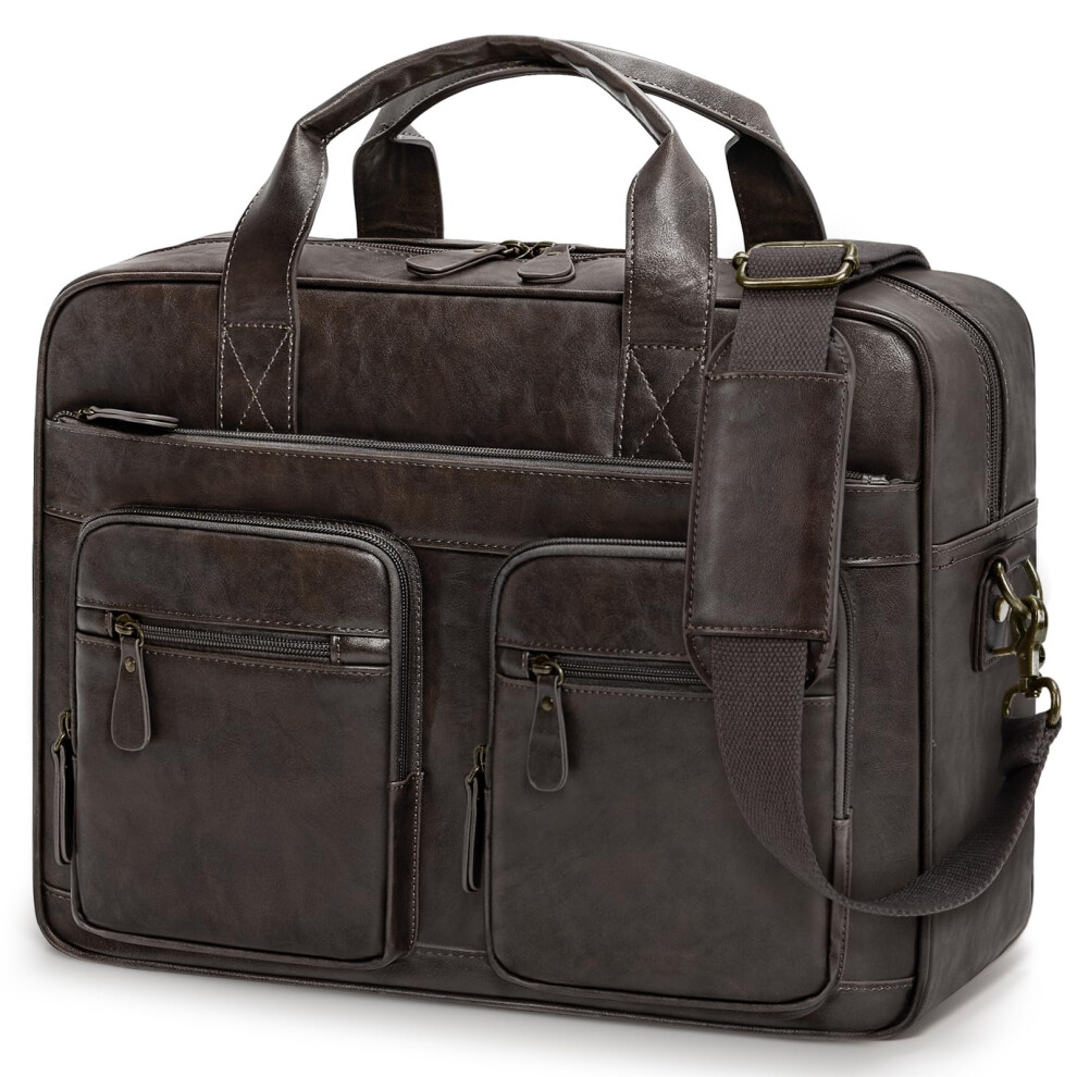 Rainsmore Messenger Bags For Men Vintage Briefcase Pu Leather Laptop Bag 15.6 Inch Satchel Bag For Work Business Office College Trip School /Bro Black 6049272280158