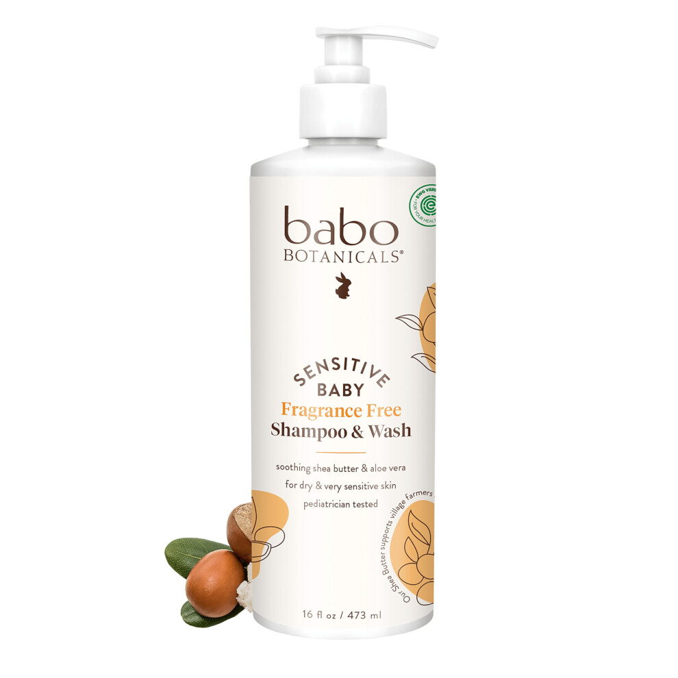 Sensitive Baby Fragrance Free Shampoo And Wash, 16 Fluid Ounce Babo Botanicals