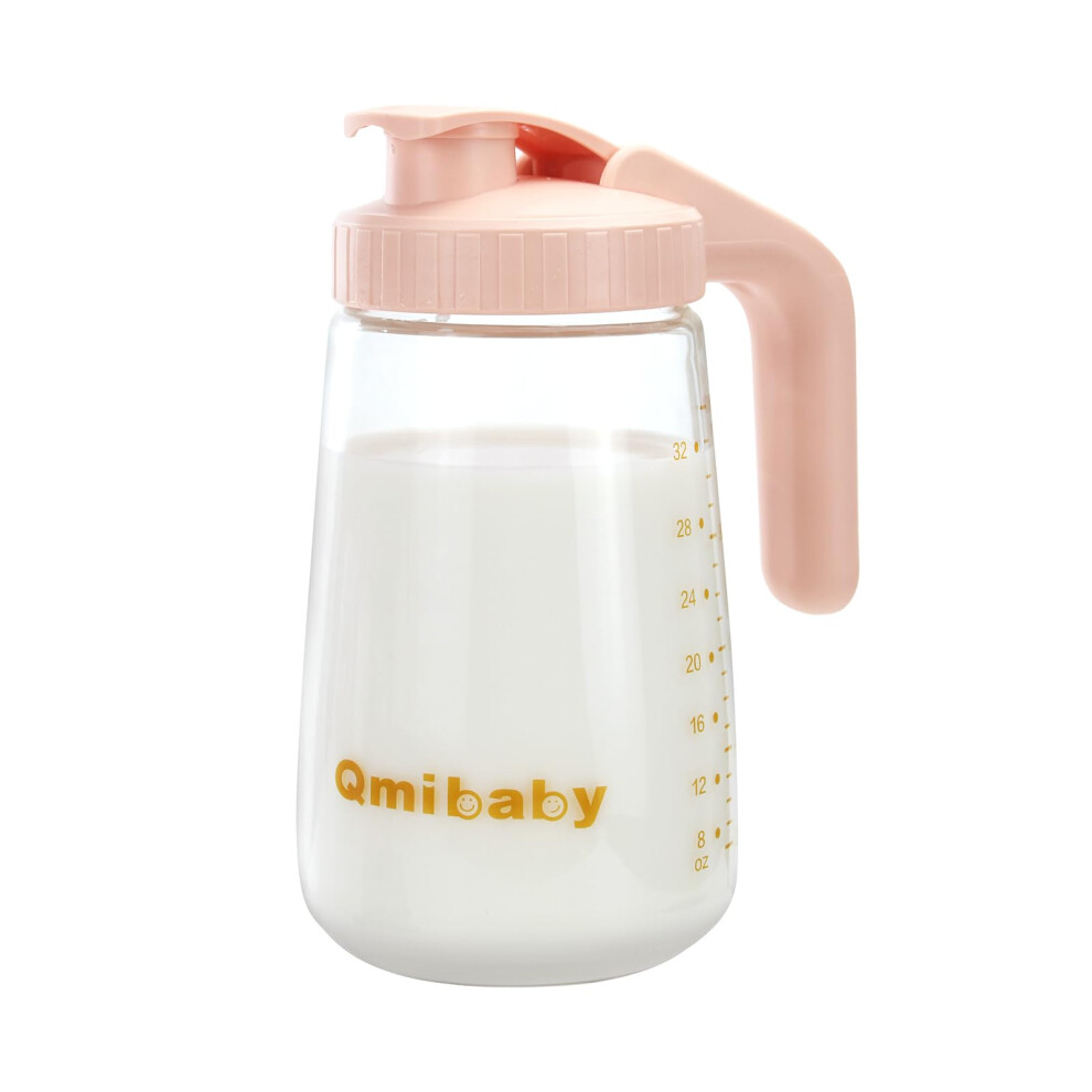34Oz Breast Milk Pitcher, Borosilicate Glass Breast Milk Storage Containers For Fridge, Breastfeeding Essentials With Sealing Ring, No Leak P Qmibaby