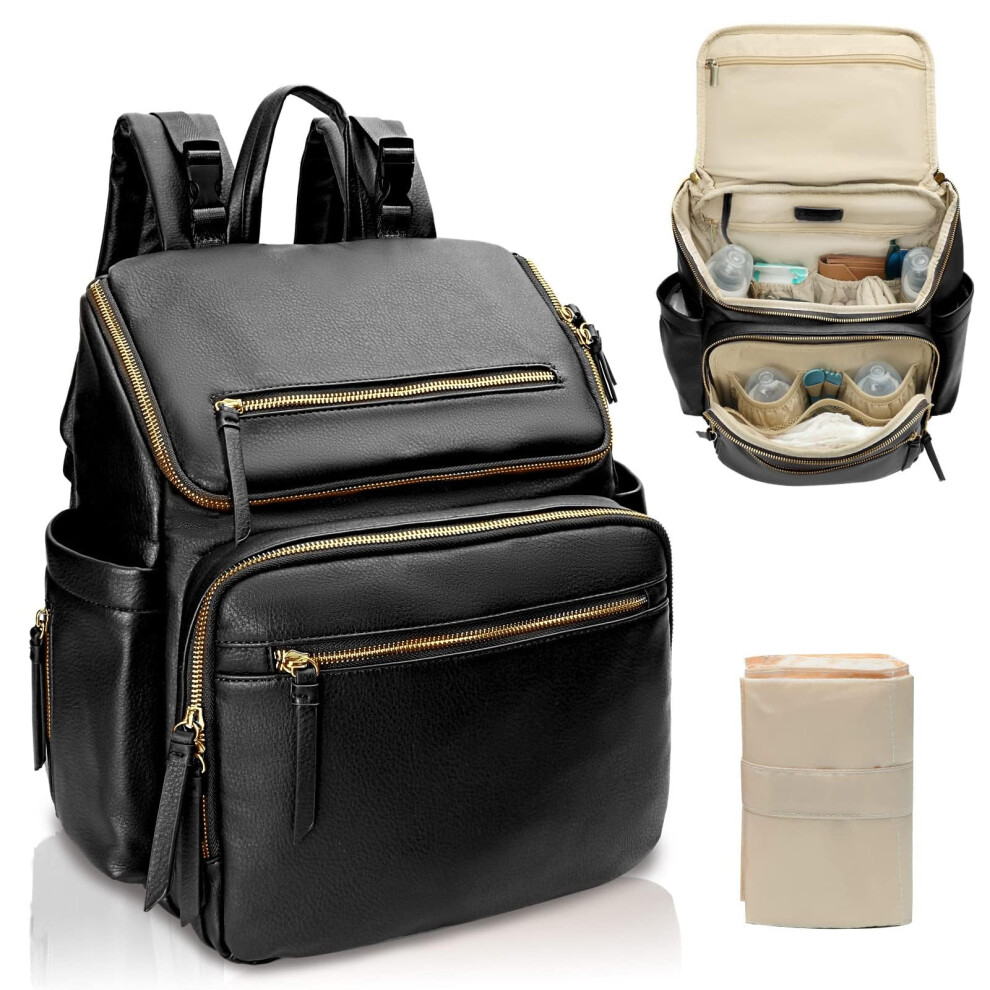 Baby Changing Bags, Changing Backpack Baby Bag Nappy Backpack Diaper Bag For Mom & Dad Leather Maternity Large Pregnancy Hospital Bag With Miss Fong