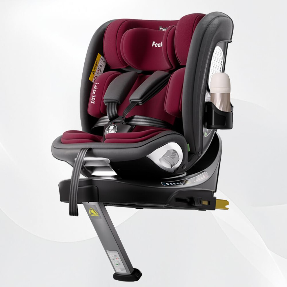 Feakaou 360 Car Seat With Isofix - Newborn To 12 Years Children, I-Size (Ece R129/E4) Rotating Swivel Baby Car Seat,Group 0+1/2/3 (40-150Cm),Rear Fac
